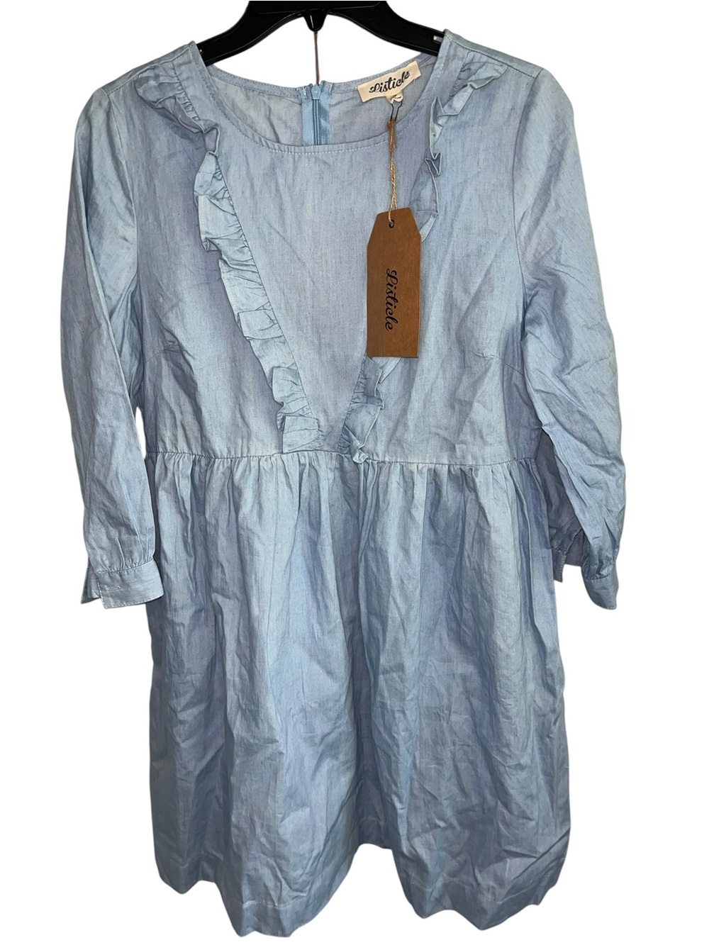 Listicle Women’s Small Light Blue Chambray Ruffle Long Sleeve Babydoll Dress